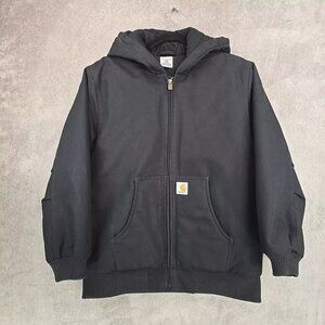 Carhartt YOUTH Hooded Quilted Lined Jacket Black Youth Size L 14-16